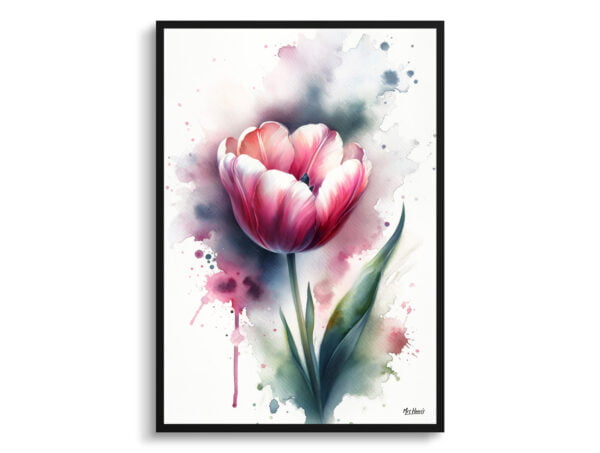 watercolour blotted flowers tuliptulipa front view