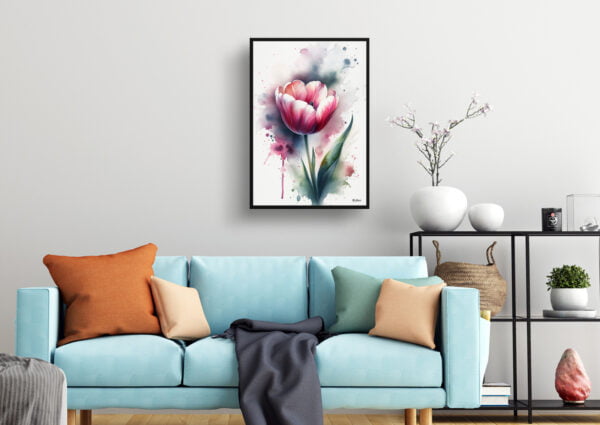 watercolour blotted flowers tuliptulipa living room