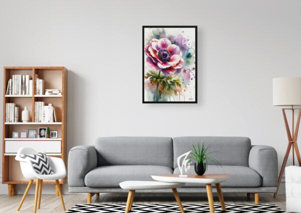 watercolour blotted flowers windfloweranemone office