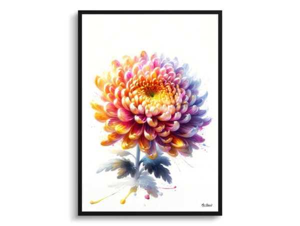 watercolour realist flowers asteraceaechrysanthemum front view