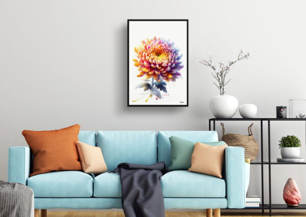 watercolour realist flowers asteraceaechrysanthemum living room