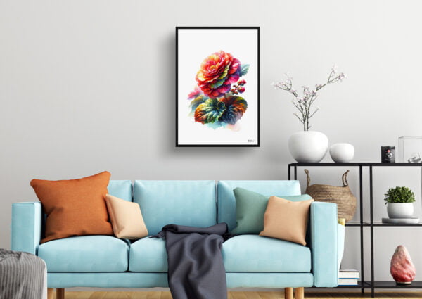 watercolour realist flowers begonia infernobegonia living room