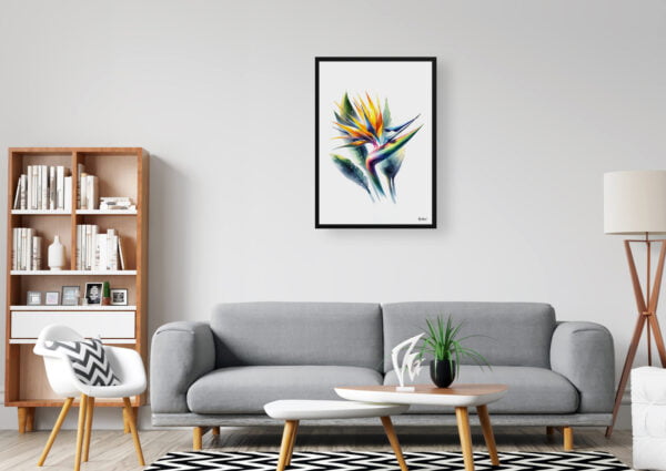 watercolour realist flowers bird of paradisestrelitzia office