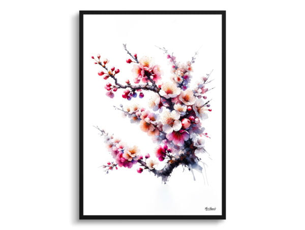 watercolour realist flowers cherry blossomsakura front view