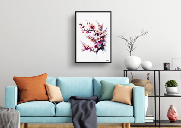 watercolour realist flowers cherry blossomsakura living room