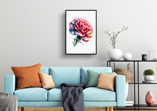 watercolour realist flowers dianthus caryophylluscarnation living room