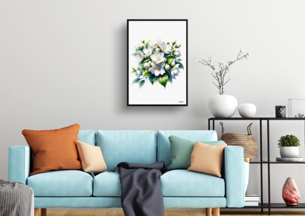 watercolour realist flowers jasminejasminum officinale living room