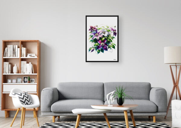 watercolour realist flowers leather flowerclematis office