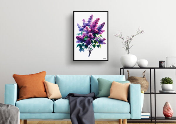 watercolour realist flowers lilacsyringa vulgaris living room