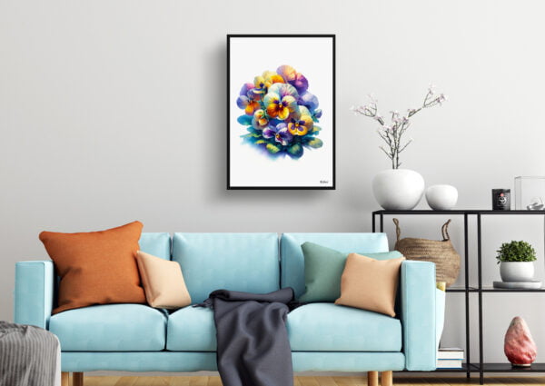 watercolour realist flowers pansyviola x wittrockiana living room