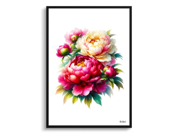 watercolour realist flowers peonypaeonia front view