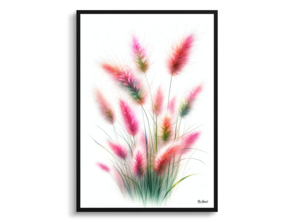 watercolour realist flowers pink muhly grassmuhlenbergia front view