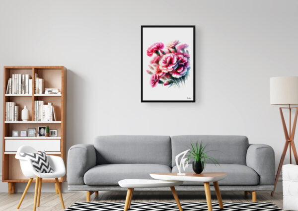 watercolour realist flowers pinksdianthus office