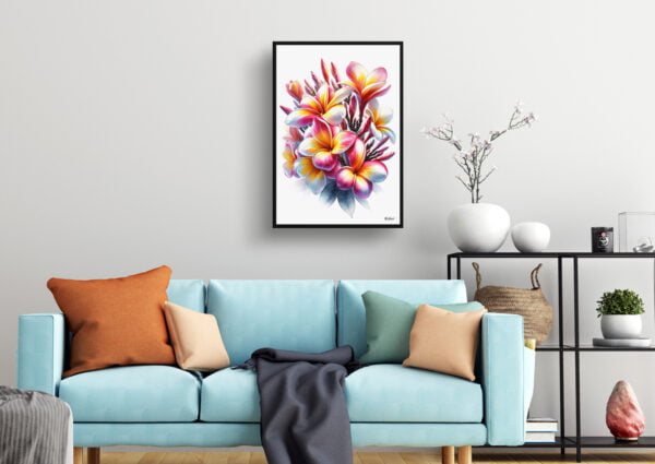 watercolour realist flowers plumeriafrangipani living room