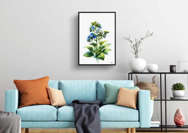 watercolour realist flowers siberian buglossbrunnera macrophylla living room