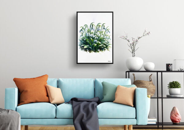 watercolour realist flowers snowdropgalanthus living room