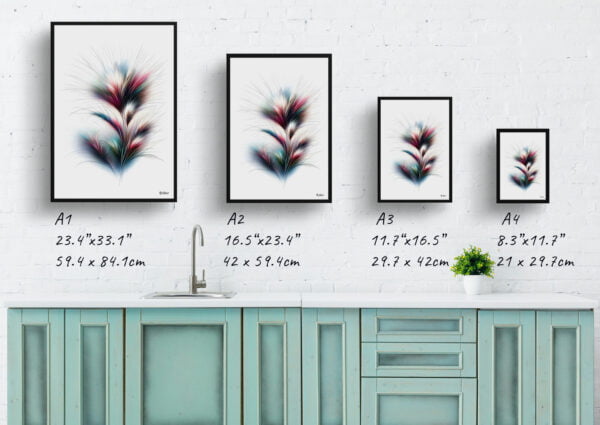 watercolour realist flowers stipa ichujarava ischu print size comparison