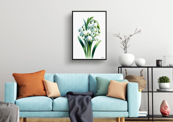 watercolour realist flowers summer snowflakeleucojum aestivum living room