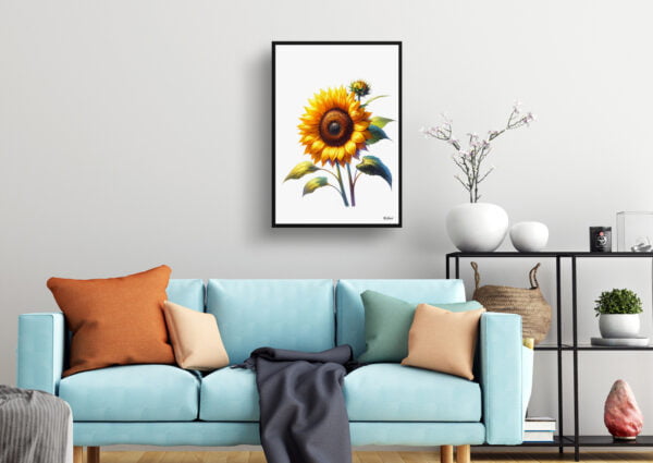 watercolour realist flowers sunflowerhelianthus annuus living room