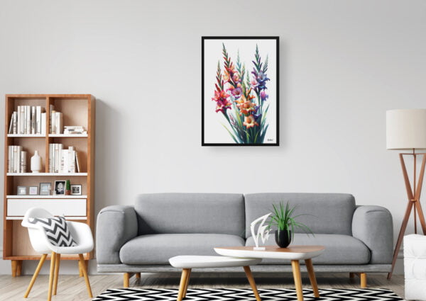 watercolour realist flowers sword liliesgladiolus office