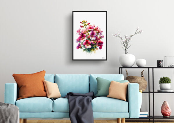 watercolour realist flowers twinspurdiascia personata living room