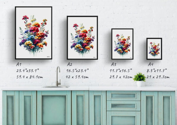 watercolour realist flowers wallflowerserysimum print size comparison