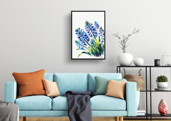 watercolour realist flowers wild hyacinthscamassia leichtlinii living room