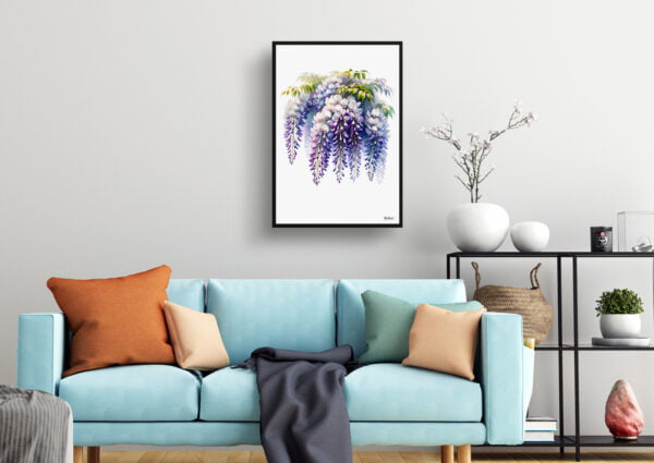 watercolour realist flowers wisteriafabaceae living room