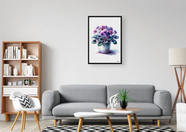 watercolour realist home plants african violetsaintpaulia ionantha office