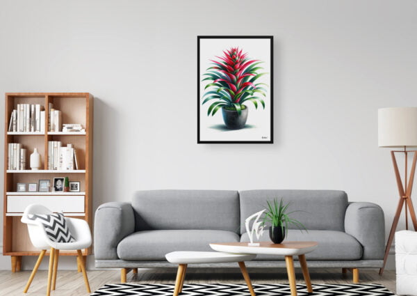 watercolour realist home plants bromeliadsbromeliaceae office