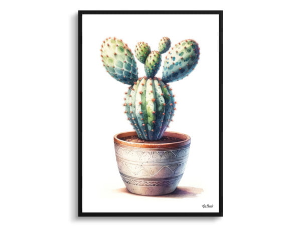 watercolour realist home plants bunny ears cactusopuntia microdasys front view