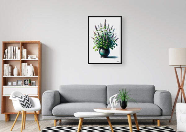 watercolour realist home plants catnipnepeta cataria office