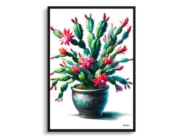 watercolour realist home plants christmas cactusschlumbergera x buckleyi front view