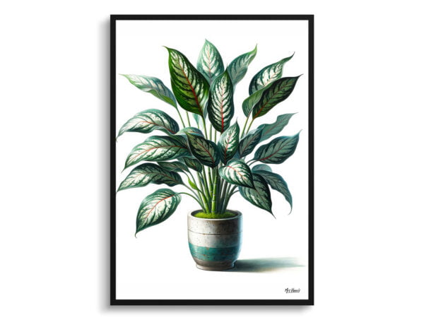 watercolour realist home plants dumb cane plantdieffenbachia front view