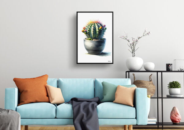 watercolour realist home plants dwarf turks cap cactusmelocactus matanzanus living room