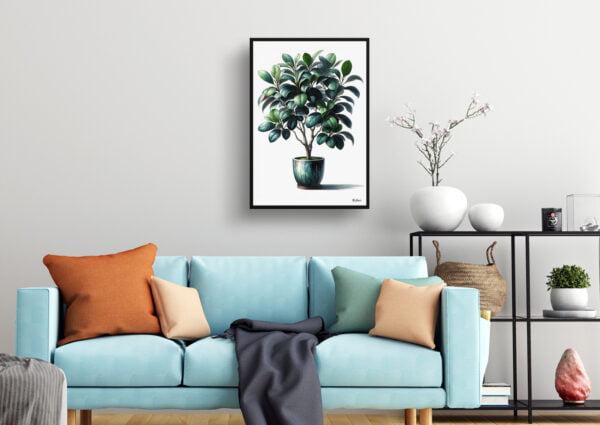 watercolour realist home plants ficus audreyficus benghalensis living room