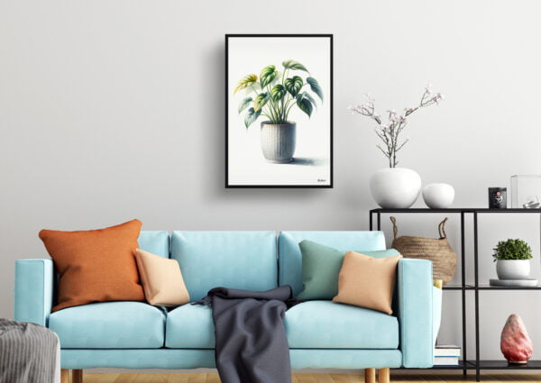 watercolour realist home plants golden pothosepipremnum aureum living room