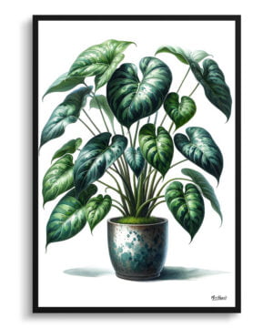 watercolour realist home plants heartleaf philodendronphilodendron hederaceum front view