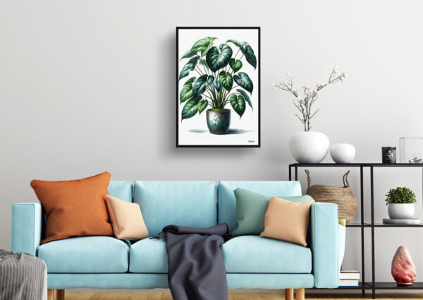 watercolour realist home plants heartleaf philodendronphilodendron hederaceum living room