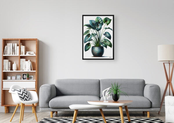 watercolour realist home plants homalomena army office