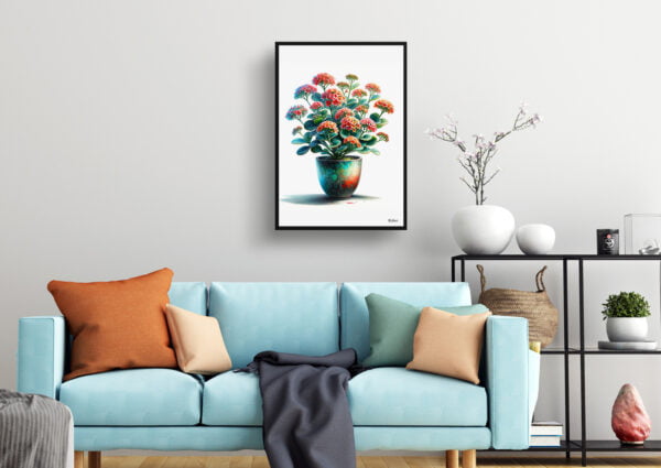 watercolour realist home plants kalanchoeblossfeldiana living room