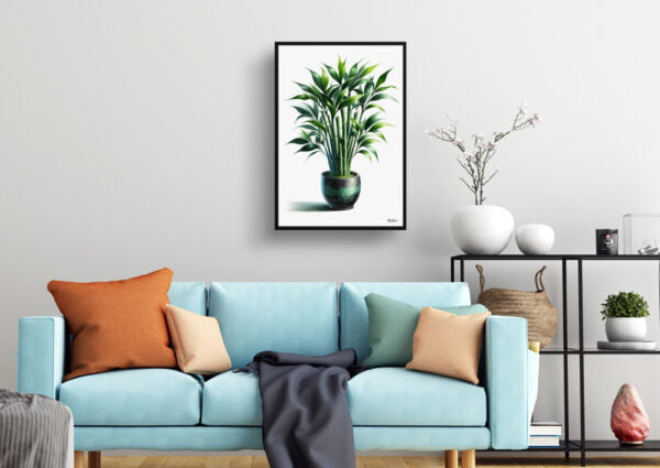 watercolour realist home plants lucky bamboodracaena sanderiana living room