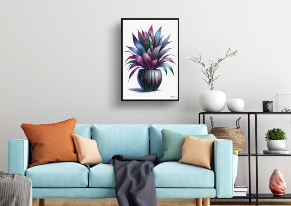 watercolour realist home plants oyster planttradescantia spathacea living room