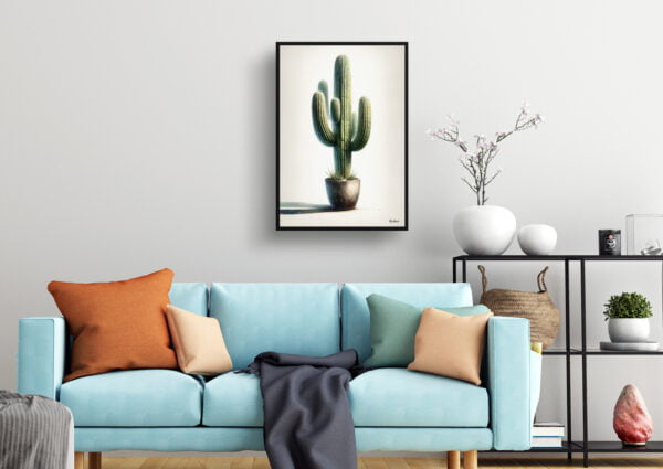 watercolour realist home plants saguaro cactuscarnegiea gigantea living room