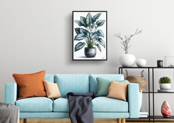 watercolour realist home plants silver leaf philodendronphilodendron brandtianum living room