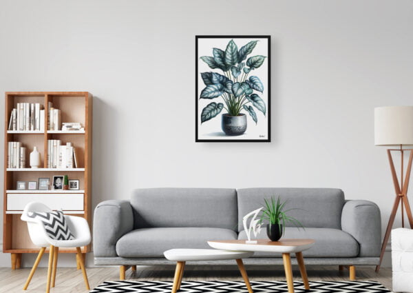 watercolour realist home plants silver leaf philodendronphilodendron brandtianum office