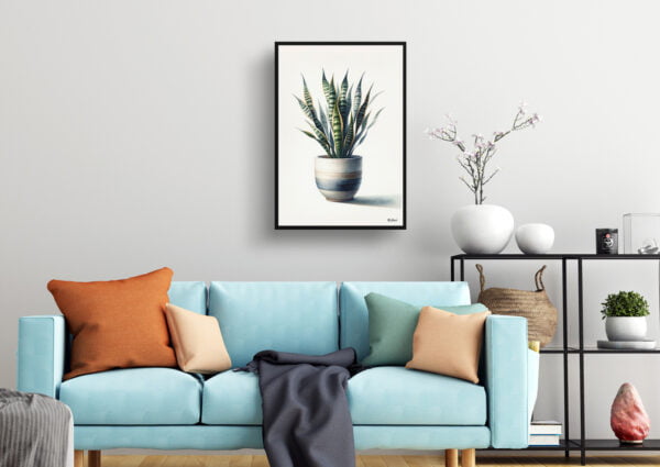 watercolour realist home plants snake plantdracaena trifasciata living room