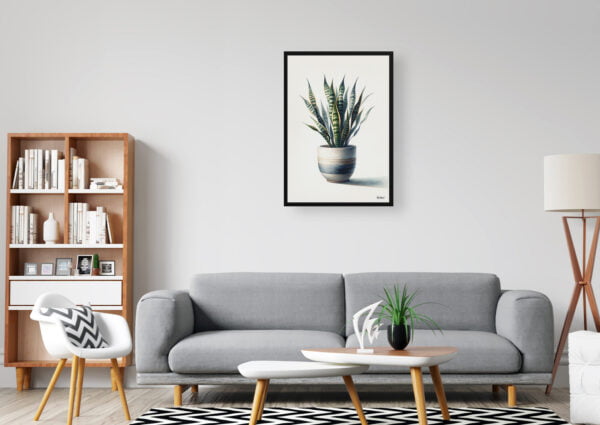 watercolour realist home plants snake plantdracaena trifasciata office