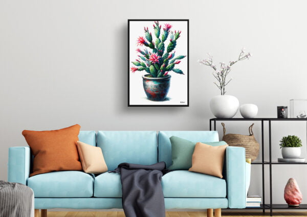 watercolour realist home plants thanksgiving cactusschlumbergera truncata living room