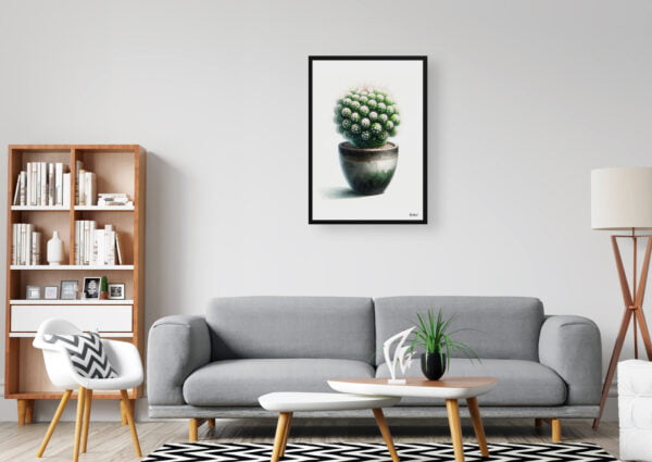 watercolour realist home plants thimble cactusmammillaria gracilis fragilis office